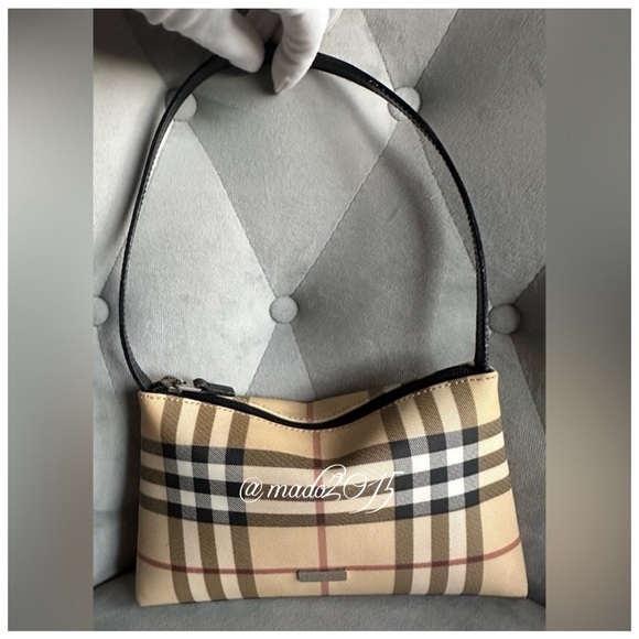 Burberry Beige Coated Canvas Pochette Authentic - Picture 1 of 15